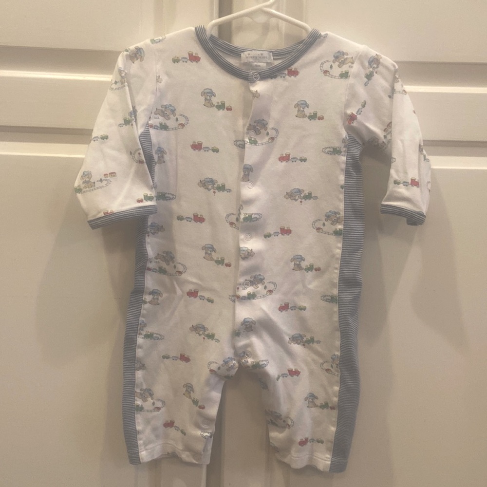 Kissy Kissy boys 9-12m Pima Cotton sleep and play romper.